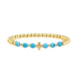 BRACELET VINTAGE TURQUOISE PERLÉ CROIX BRELOQUE