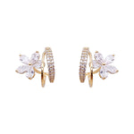 Floral Elegance Gold Earrings with Sparkling Zirconia