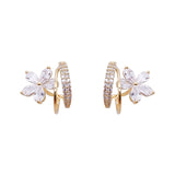 Floral Elegance Gold Earrings with Sparkling Zirconia