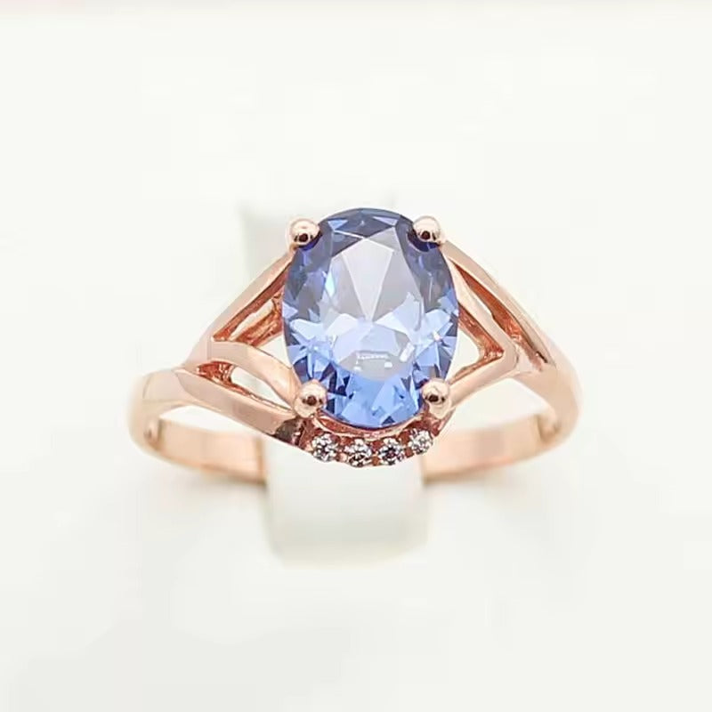 BAGUE VINTAGE BLEU CRISTAL OR