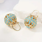 Turquoise Filigree Globe Drop Earrings