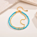 BRACELET INTEMPOREL OR DOUBLE CHAÎNE TURQUOISE