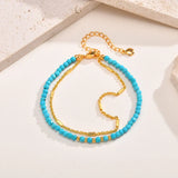 BRACELET INTEMPOREL OR DOUBLE CHAÎNE TURQUOISE