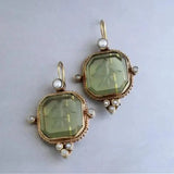 Vintage Pearl Geometric Pendant Drop Earrings