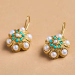 BOUCLES D'OREILLES VINTAGE PERLEETTURQUOISE GRAPPE