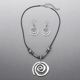 Bohemian Spiral Necklace and Earrings Set