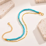 BRACELET INTEMPOREL OR DOUBLE CHAÎNE TURQUOISE