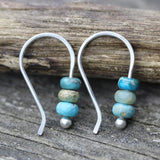 Minimalist Boho Style Turquoise Bead Hook Earrings