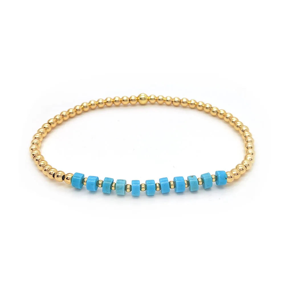 BRACELET VINTAGE TURQUOISE PERLÉ CROIX BRELOQUE