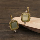 Vintage Pearl Geometric Pendant Drop Earrings