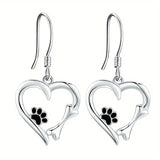 Sweet Paw Heart Drop Earrings