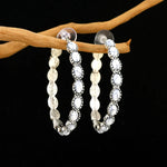 Vintage Oval Silver Hoop Earrings