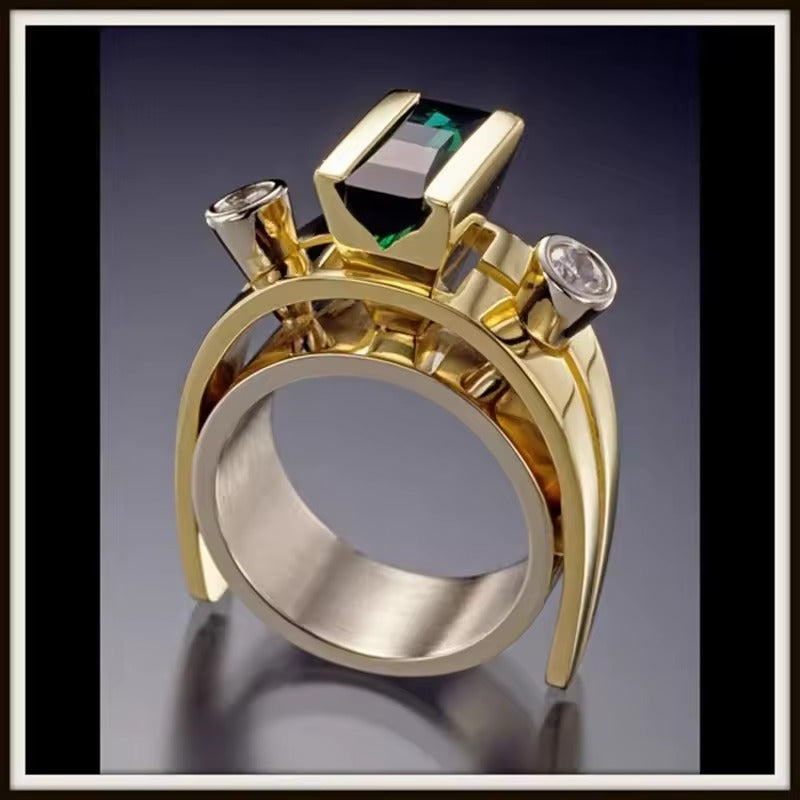 BAGUE BRILLANT AVEC VINTAGE OR CRISTAUX