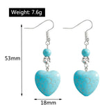 BOUCLES D'OREILLES ANTIQUE TURQUOISE CŒUR GOUTTE