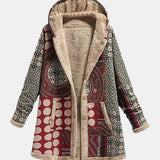 SCARLET | MANTEAU SHERPA BORDEAUX GÉOMÉTRIQUE