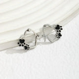Huggie earrings with heart and black enamel