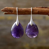 Natural Stone Amethyst Teardrop Earrings