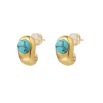 BOUCLES D'OREILLES INTEMPOREL TURQUOISE INCURVÉ CUIVRE