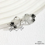Huggie earrings with heart and black enamel