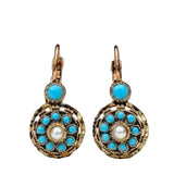 Vintage Turquoise & Pearl Medallion Earrings