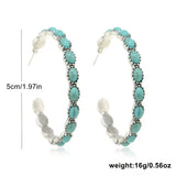 Vintage Bohemian Turquoise Circle Earrings