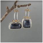 BOUCLES D'OREILLES ARTISANAL TURQUOISE ARGENT GOUTTE