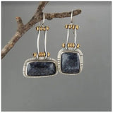 BOUCLES D'OREILLES ARTISANAL TURQUOISE ARGENT GOUTTE