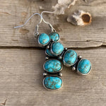 BOUCLES D'OREILLES VINTAGE TURQUOISE IMPOSANT GOUTTE