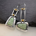 BOUCLES D'OREILLES ARTISANAL TURQUOISE ARGENT GOUTTE