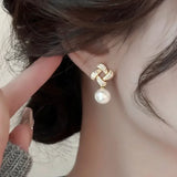 Crystal Link Pearl Drop Earrings