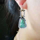 BOUCLES D'OREILLES ARTISANAL TURQUOISE ARGENT GOUTTE