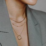 Open Circle Three Row Necklace | Gold