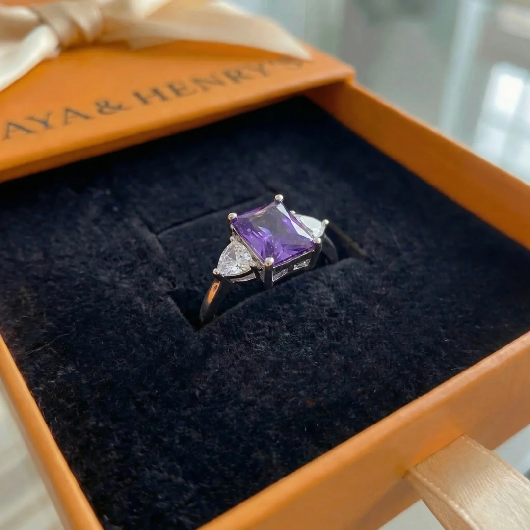 Bague Trinity Améthyste | Or Blanc