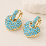 Turquoise Heart Pavé Lock Earrings