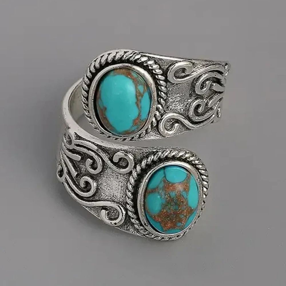 BAGUE ÉLÉGANT VINTAGE TURQUOISE CROIX ANNEAU