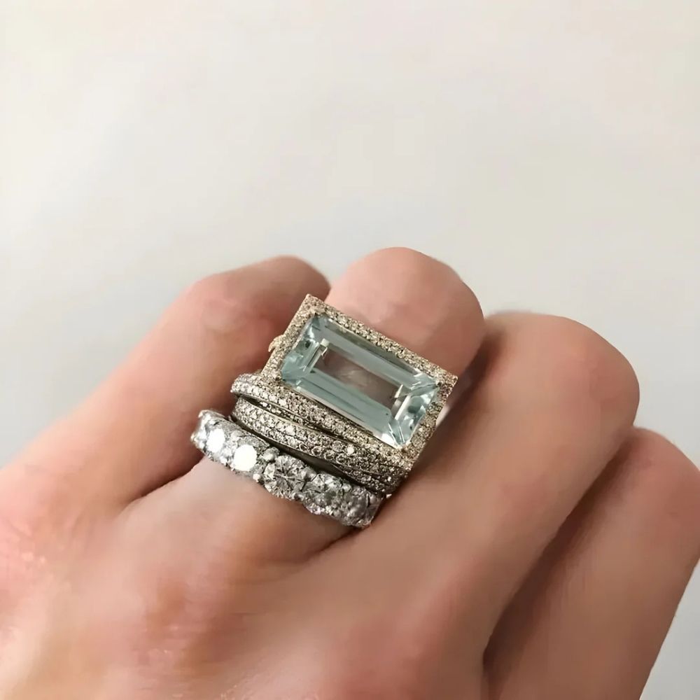 ENSEMBLE VINTAGE ARGENT TURQUOISE VERRE BAGUE