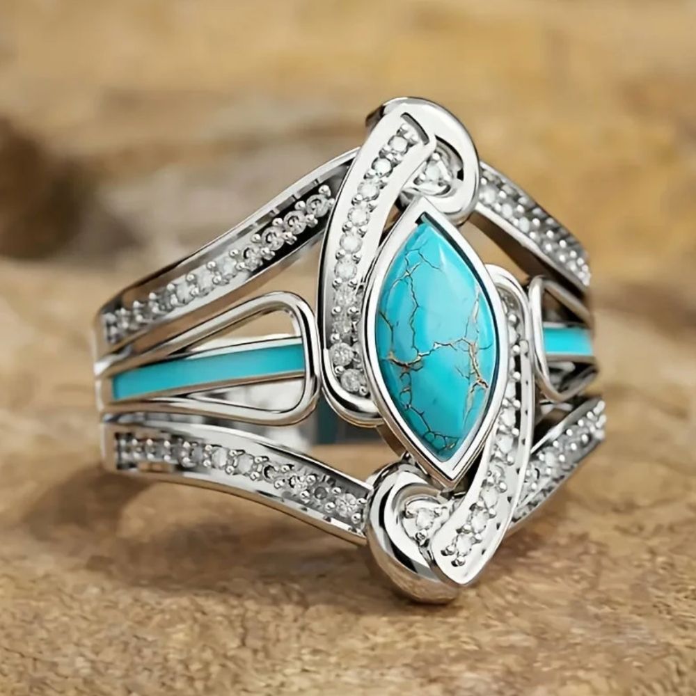 BAGUE TURQUOISE MARQUISE IMPOSANT OR