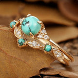 ENSEMBLE AUREVA TURQUOISE COURONNE OR BAGUE