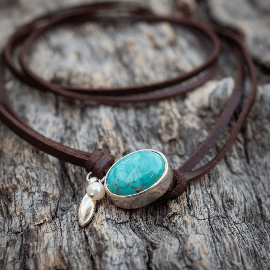 COLLIER VINTAGE TURQUOISE PERLE MULTI-