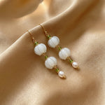 Vintage White Stone & Pearl Earrings