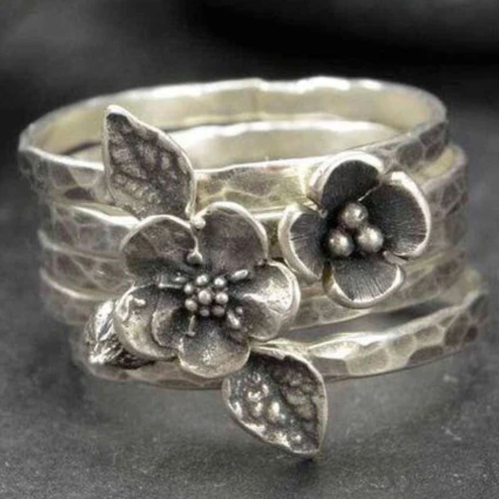 BAGUE VINTAGE FLEUR ARGENT