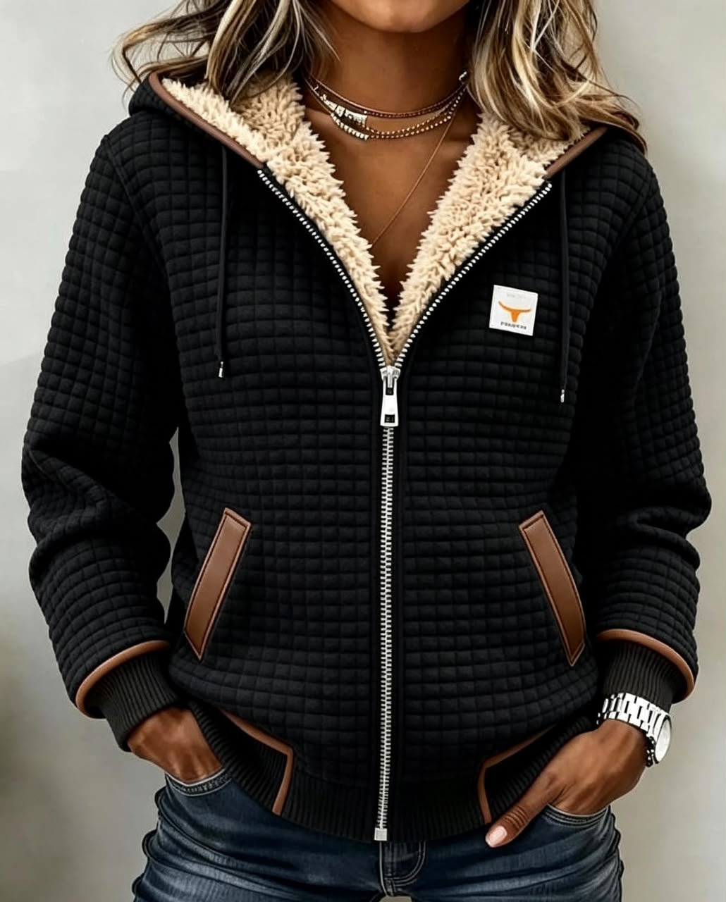 NATALIE | VESTE SHERPA À CAPUCHE