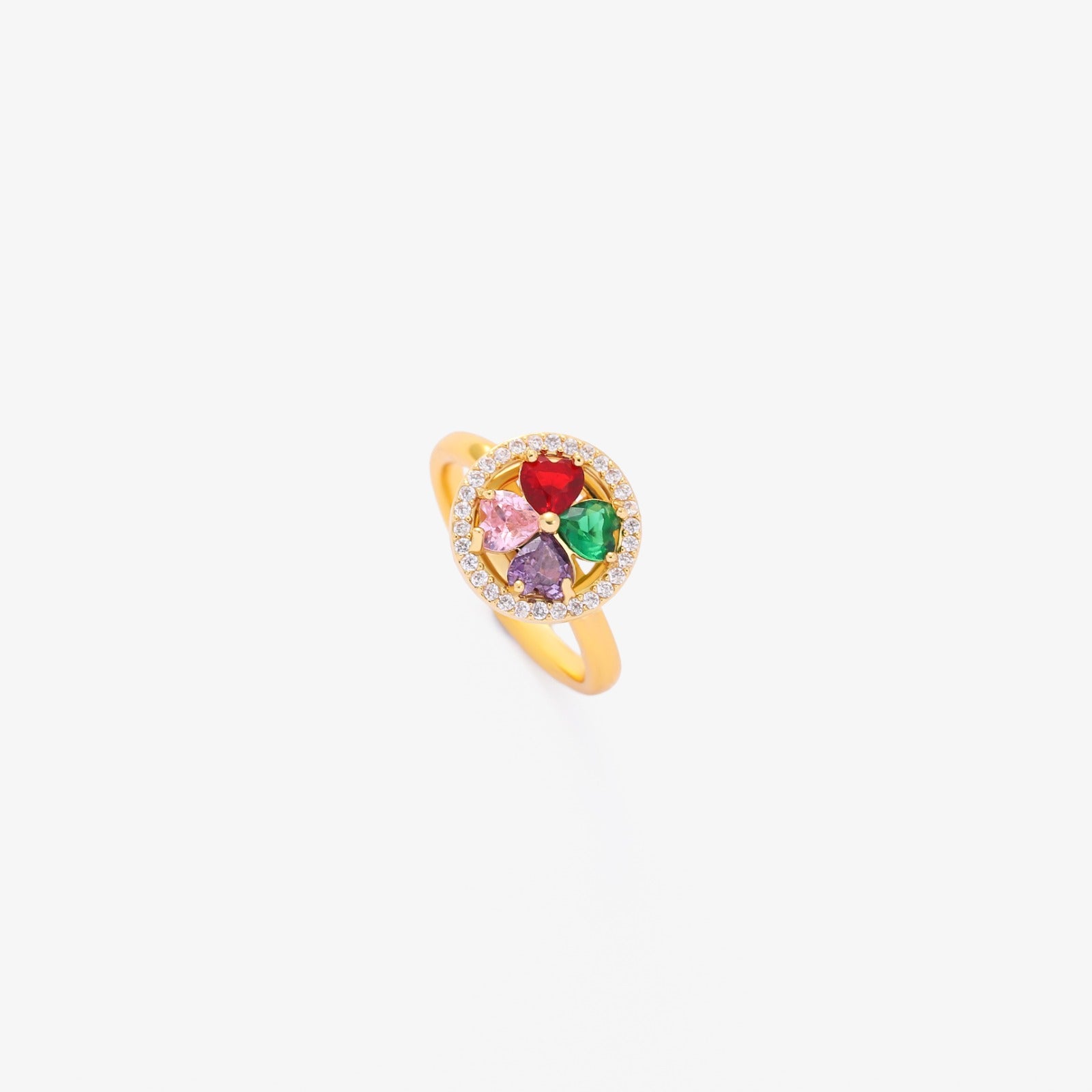 Bague Vague de Couleurs Cœurs Rotatif | Or