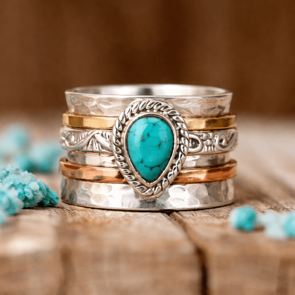 BAGUE GRAND GOUTTE TURQUOISE STERLING ARGENT