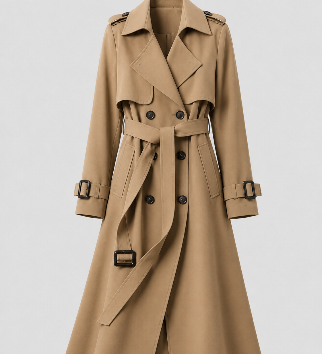 CLOTILDE | TRENCH LONG CEINTURÉ CROISÉ