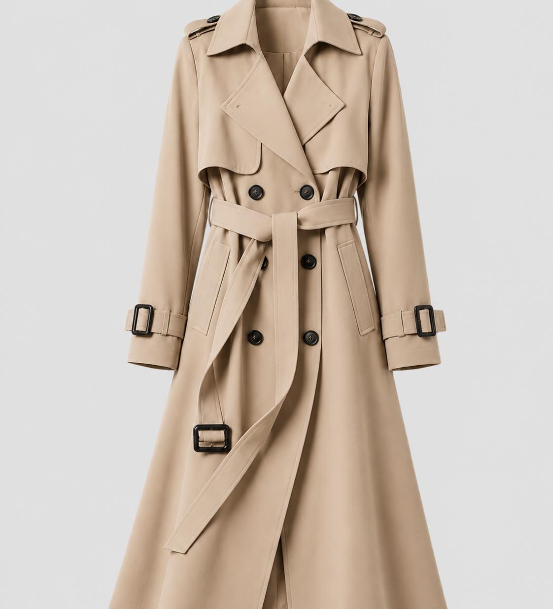 CLOTILDE | TRENCH LONG CEINTURÉ CROISÉ