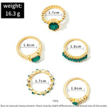 Zarina Exquisite Emerald Gold Ring Set