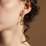VINTAGE VERT PIERRE DE LUNE BOUCLES D'OREILLES