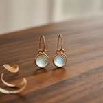 VINTAGE VERT PIERRE DE LUNE BOUCLES D'OREILLES