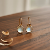VINTAGE VERT PIERRE DE LUNE BOUCLES D'OREILLES